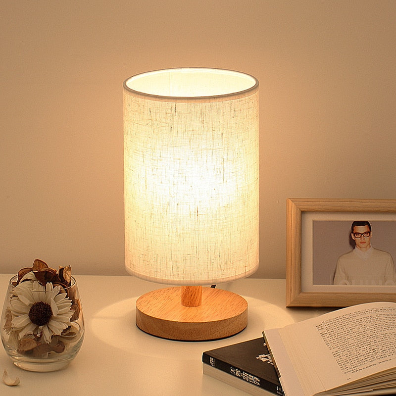 Table Lamp with Wood Base