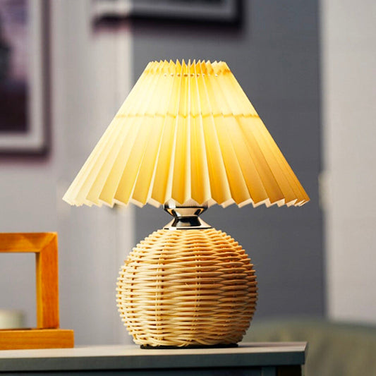 Rattan Pleated Bedside Lamp