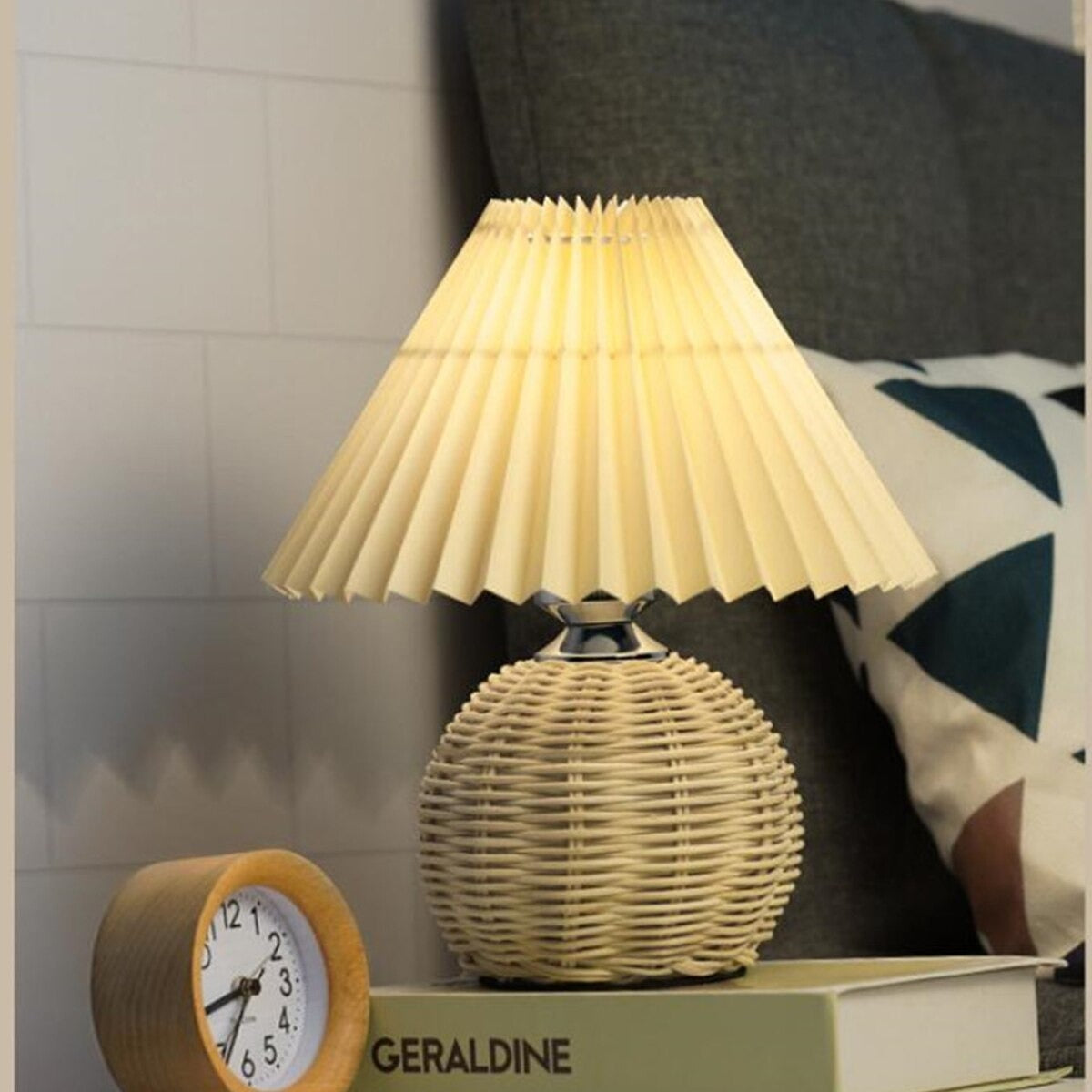 Rattan Pleated Bedside Lamp
