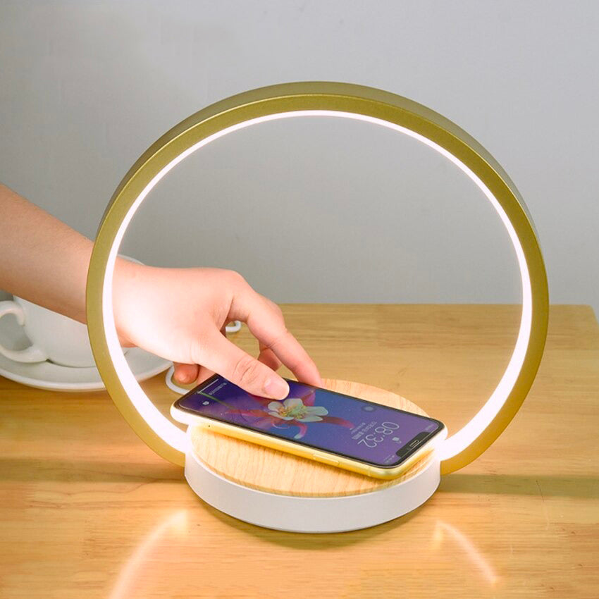 Tactile Bedside Lamp with Wireless Charger