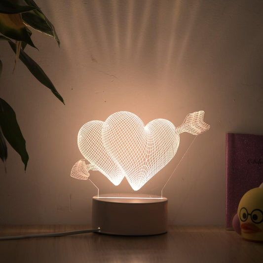Double Hearth 3D Lamp